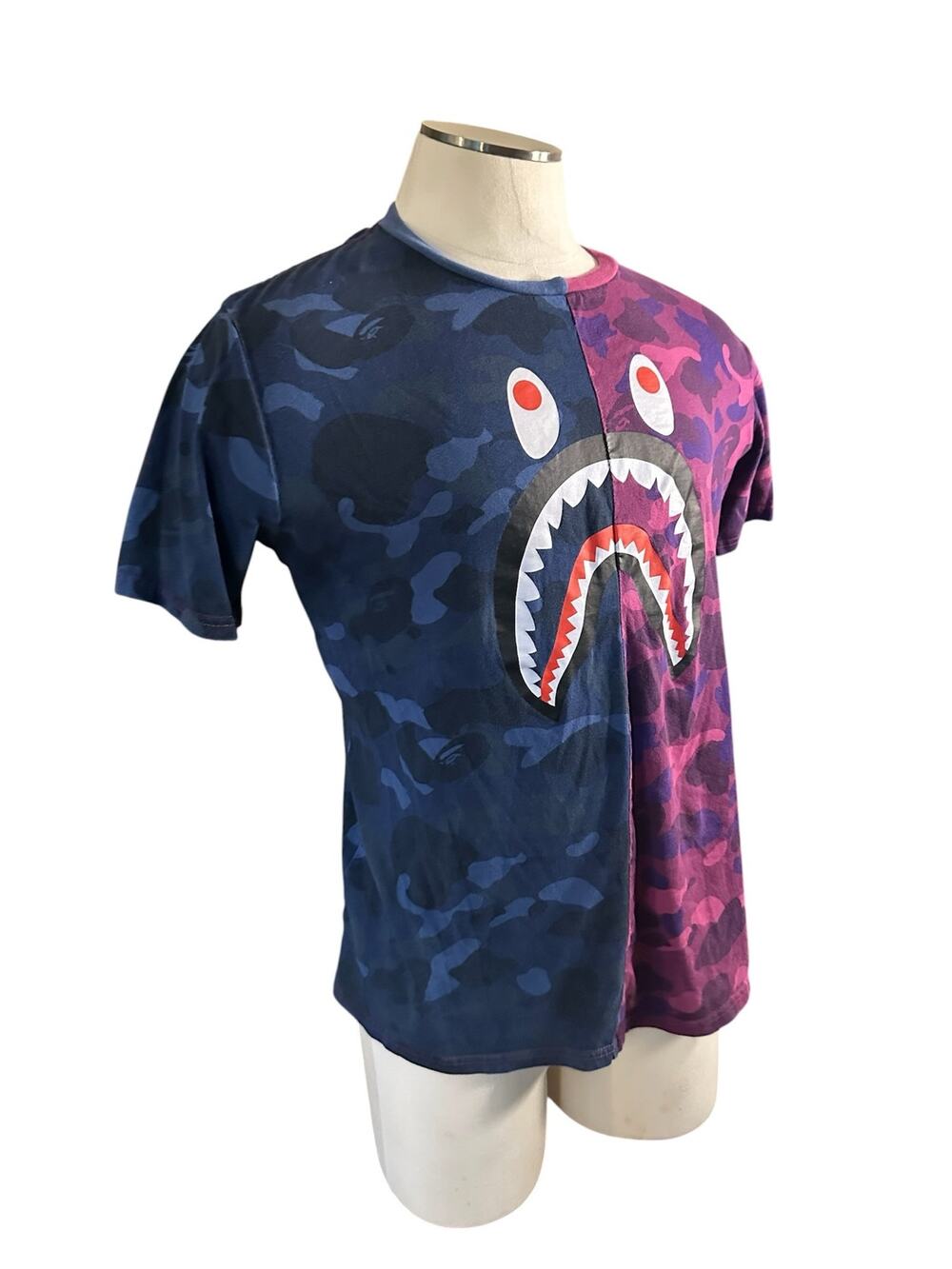 Men L A Bathing Ape BAPE Color Camo Shark Tee Graphic Short Sleeve Print T-Shirt